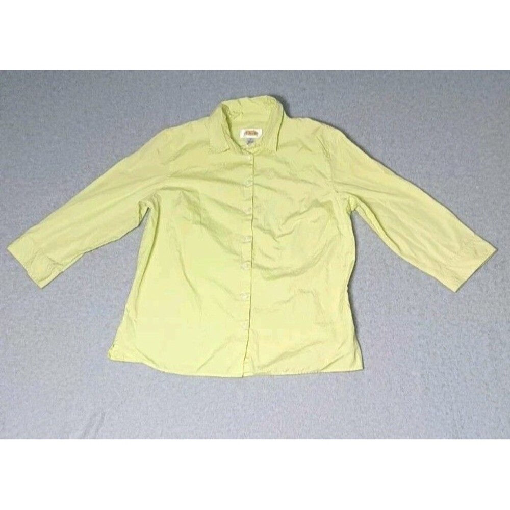 talbots 3/4 sleeve button up shirt Womens Size 10 Light Green Collared Casual...
